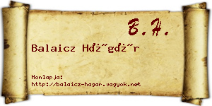 Balaicz Hágár névjegykártya